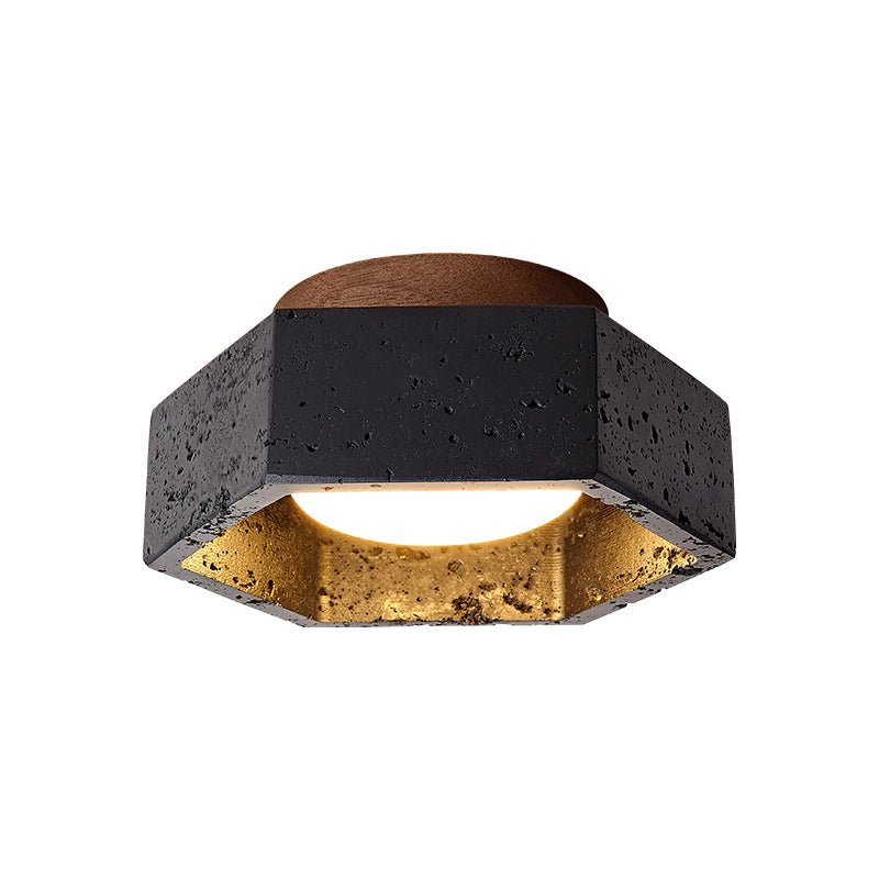 Hexara lámpara de techo hexagonal negra en travertino
