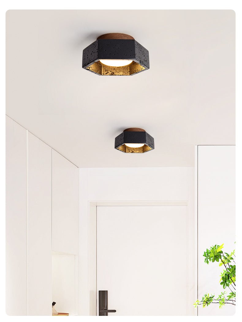 Hexara lámpara de techo hexagonal negra en travertino