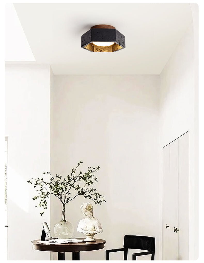 Hexara lámpara de techo hexagonal negra en travertino