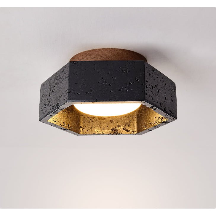 Hexara lámpara de techo hexagonal negra en travertino