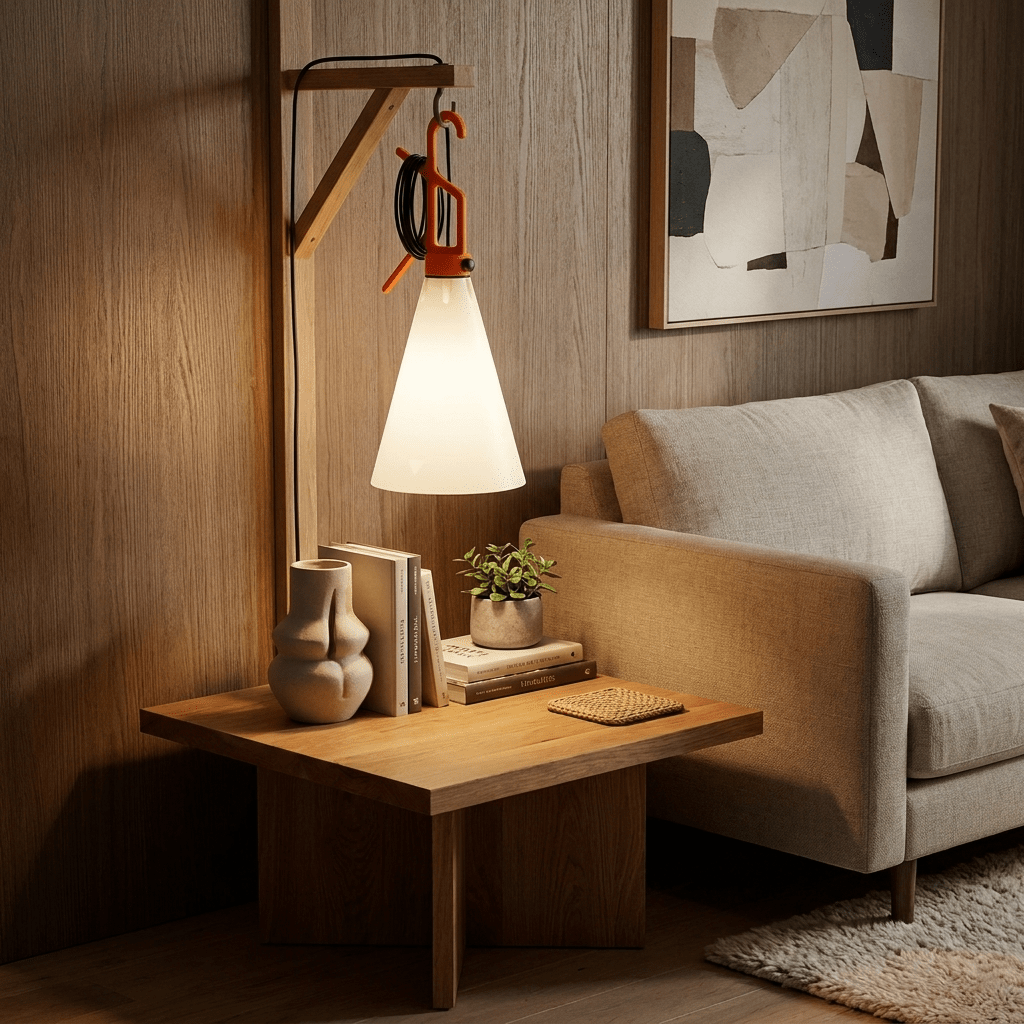 Hook lámpara de mesa con mango en forma de cono