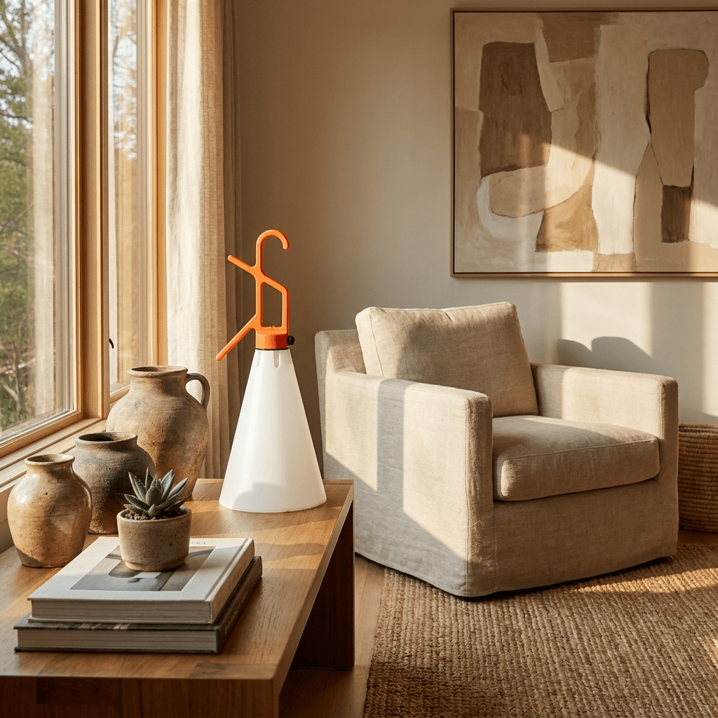 Hook lámpara de mesa con mango en forma de cono