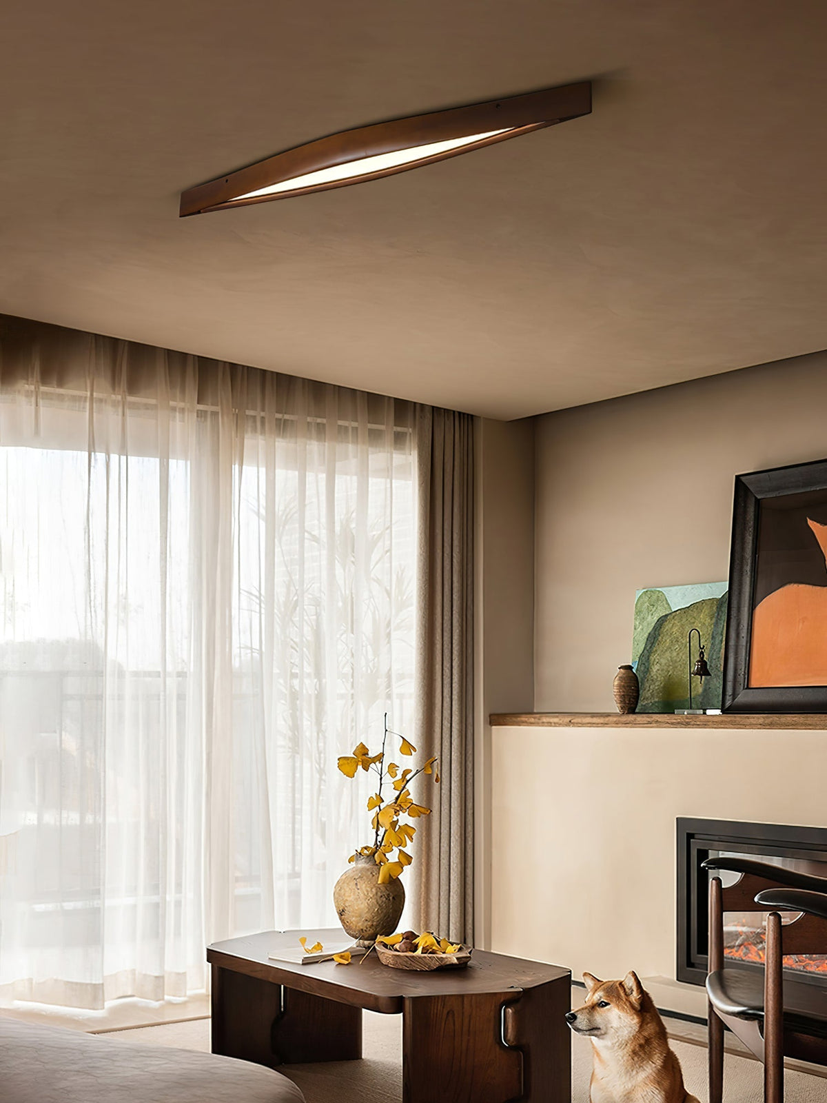 Alnoreth lámpara de techo Horizon lineal nórdica de madera