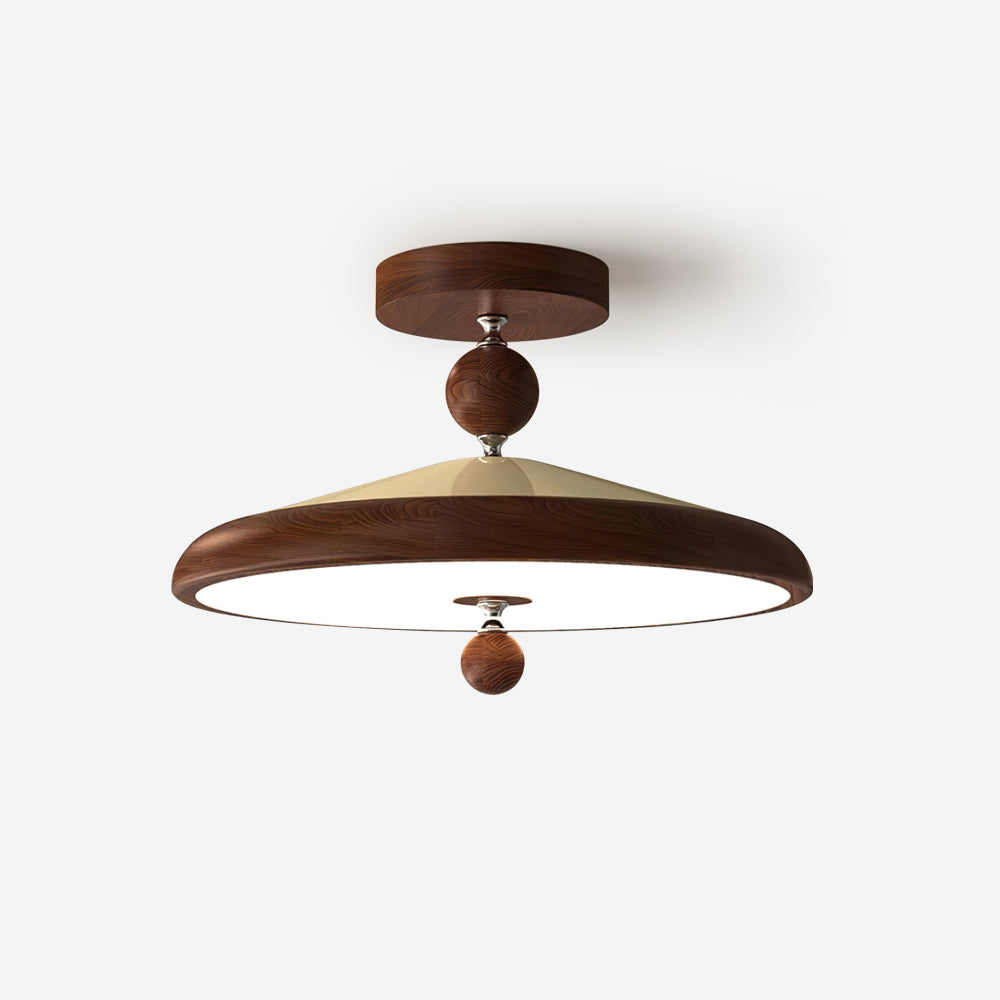 Sorvian lámpara de techo con marco de madera redonda estilo mid-century