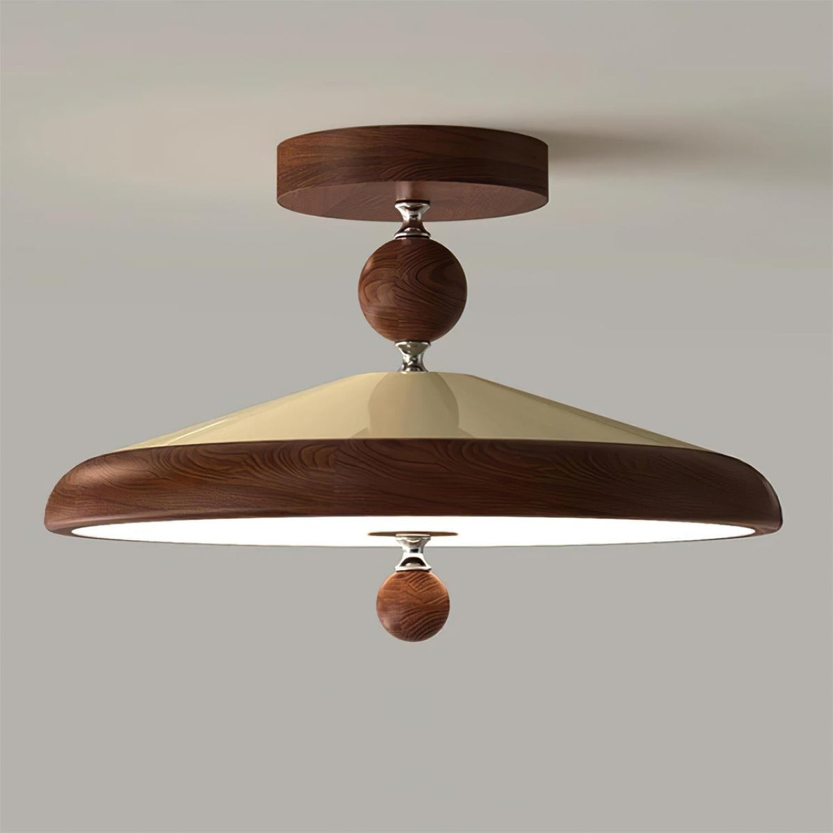Sorvian lámpara de techo con marco de madera redonda estilo mid-century