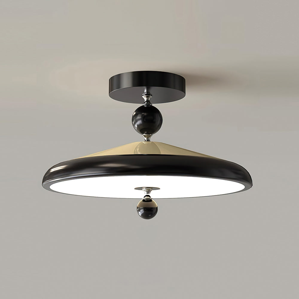Sorvian lámpara de techo con marco de madera redonda estilo mid-century