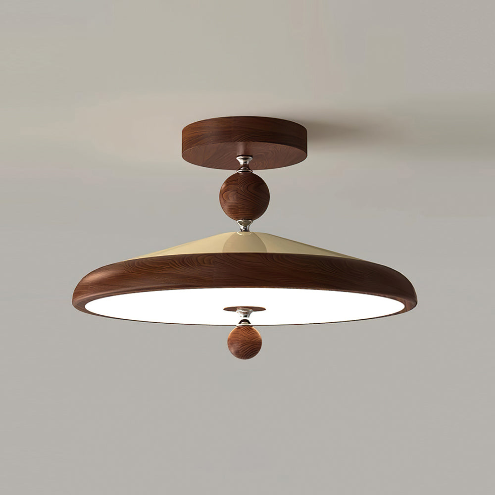 Sorvian lámpara de techo con marco de madera redonda estilo mid-century