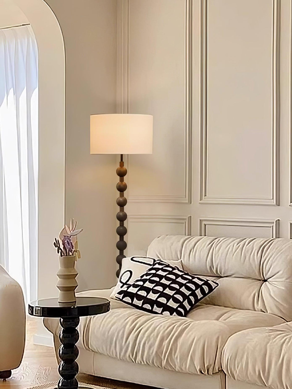 Paston lámpara de pie de madera y tejido
