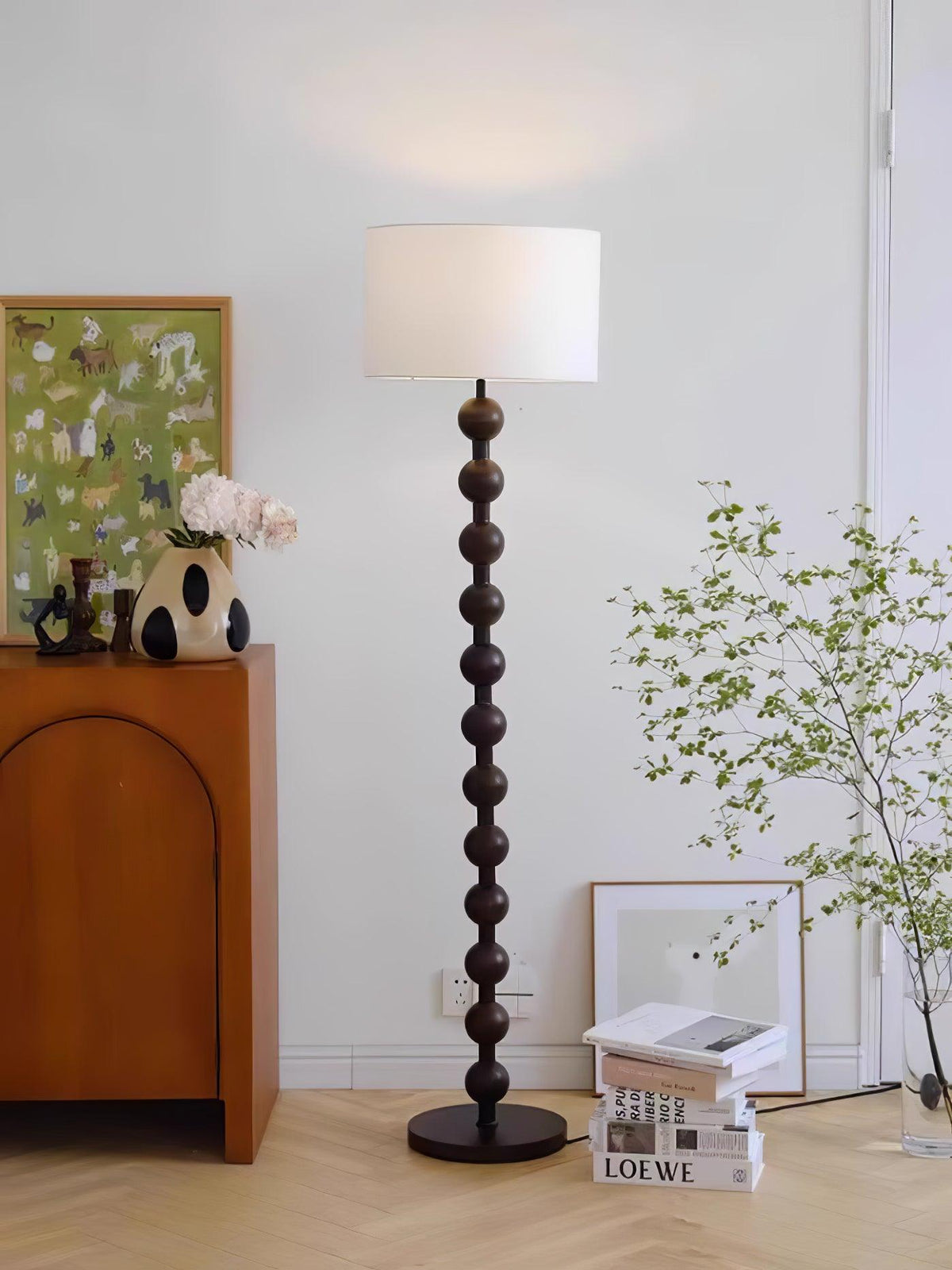 Paston lámpara de pie de madera y tejido