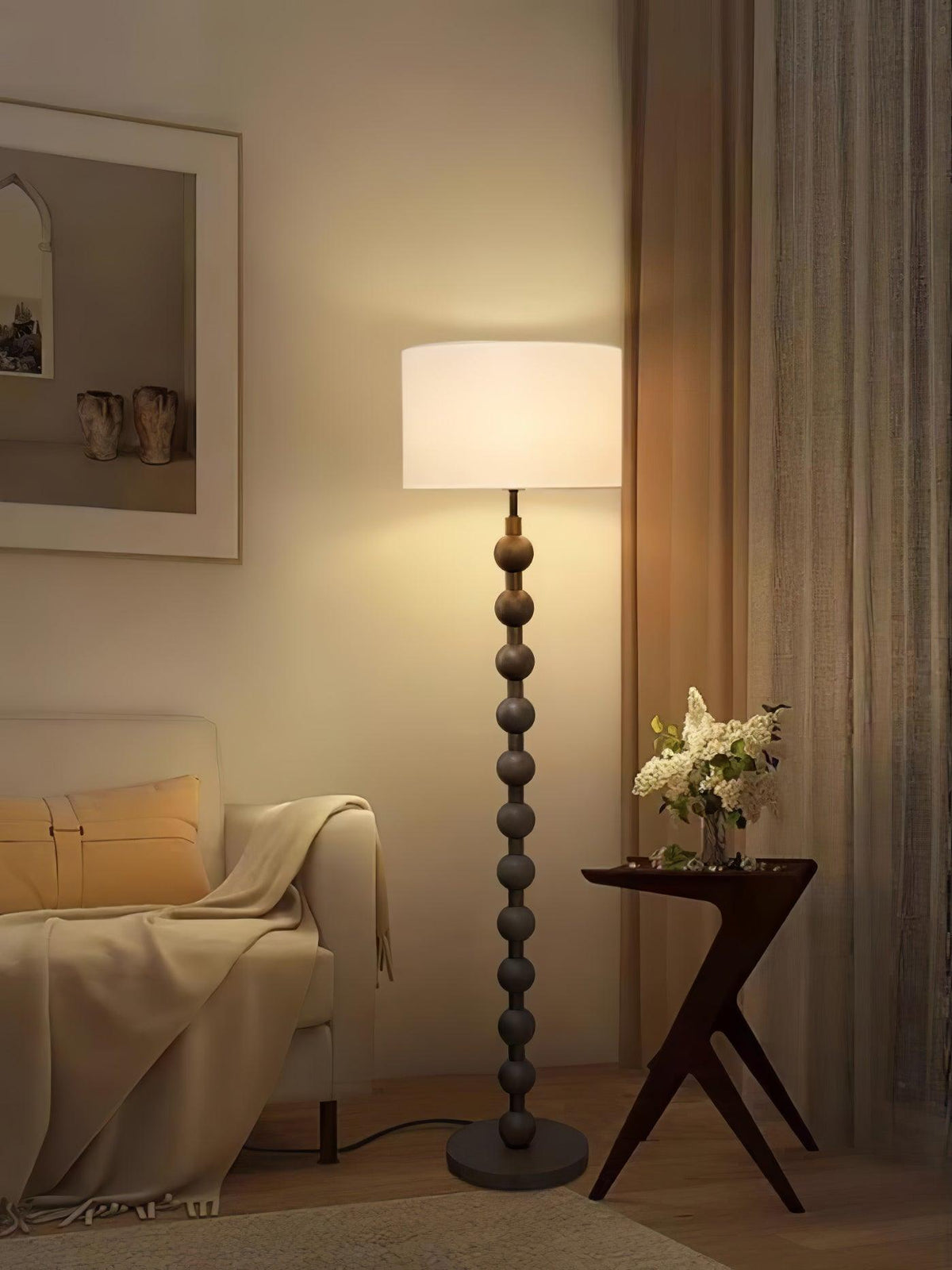 Paston lámpara de pie de madera y tejido