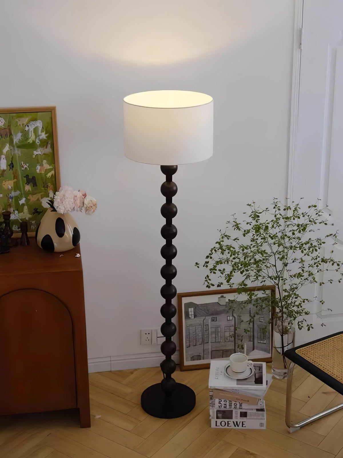 Paston lámpara de pie de madera y tejido