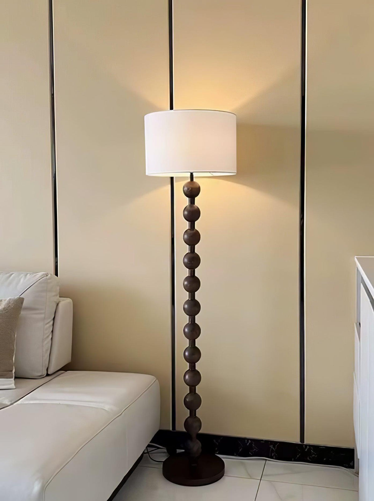 Paston lámpara de pie de madera y tejido