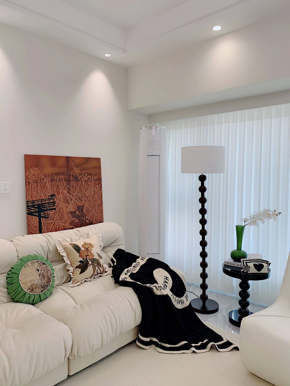 Paston lámpara de pie de madera y tejido