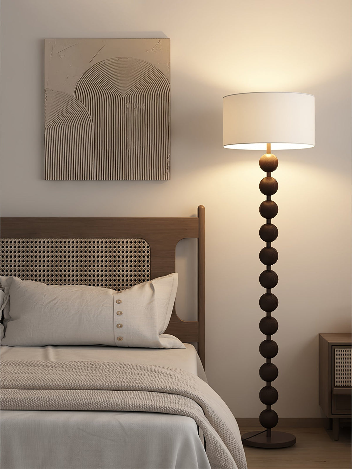 Paston lámpara de pie de madera y tejido