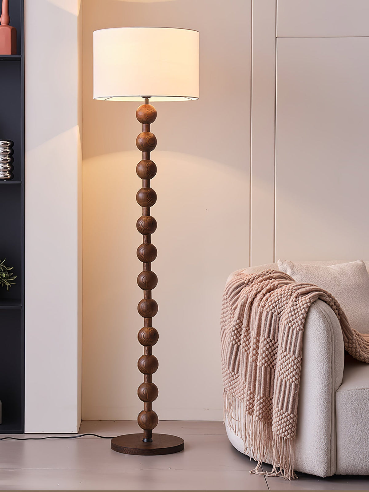Paston lámpara de pie de madera y tejido