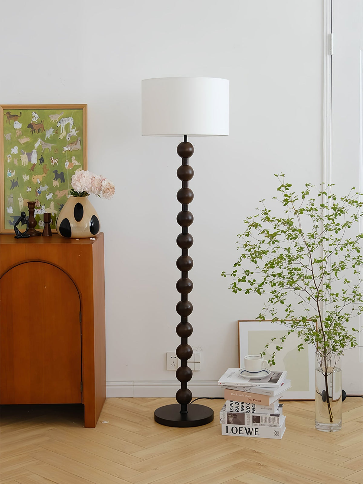Paston lámpara de pie de madera y tejido