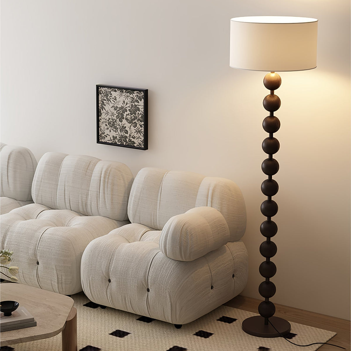 Paston lámpara de pie de madera y tejido