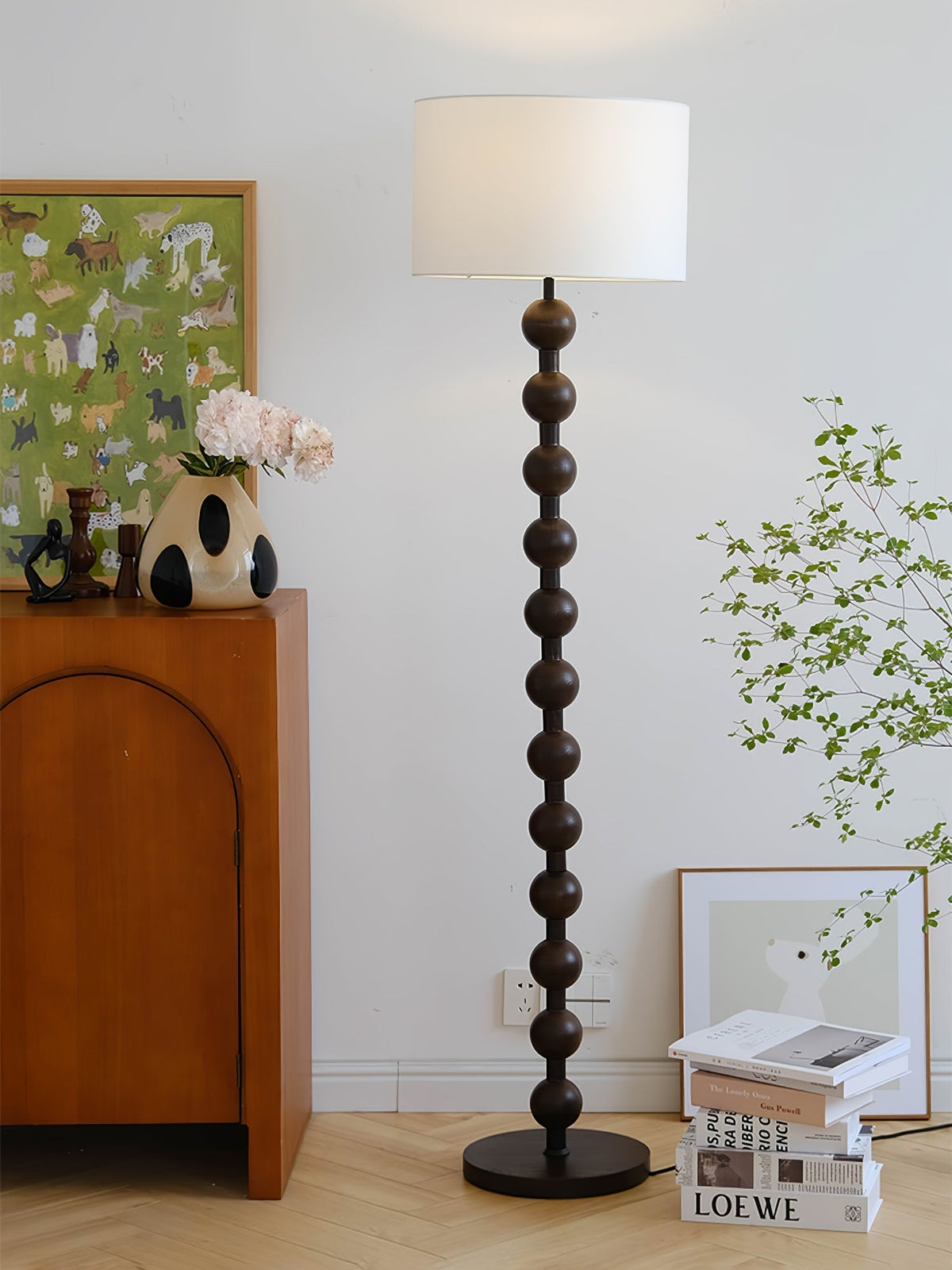 Paston lámpara de pie de madera y tejido