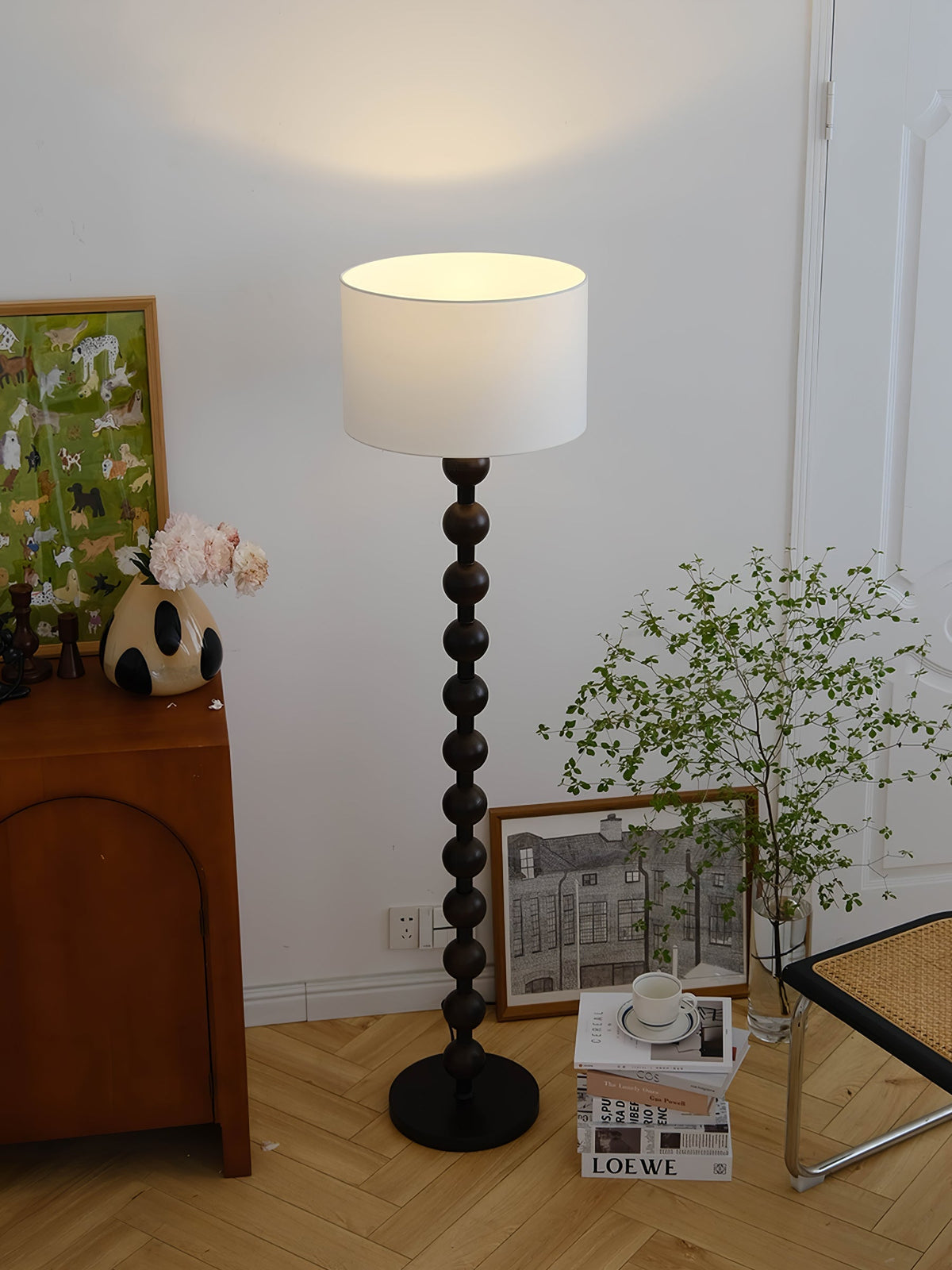 Paston lámpara de pie de madera y tejido