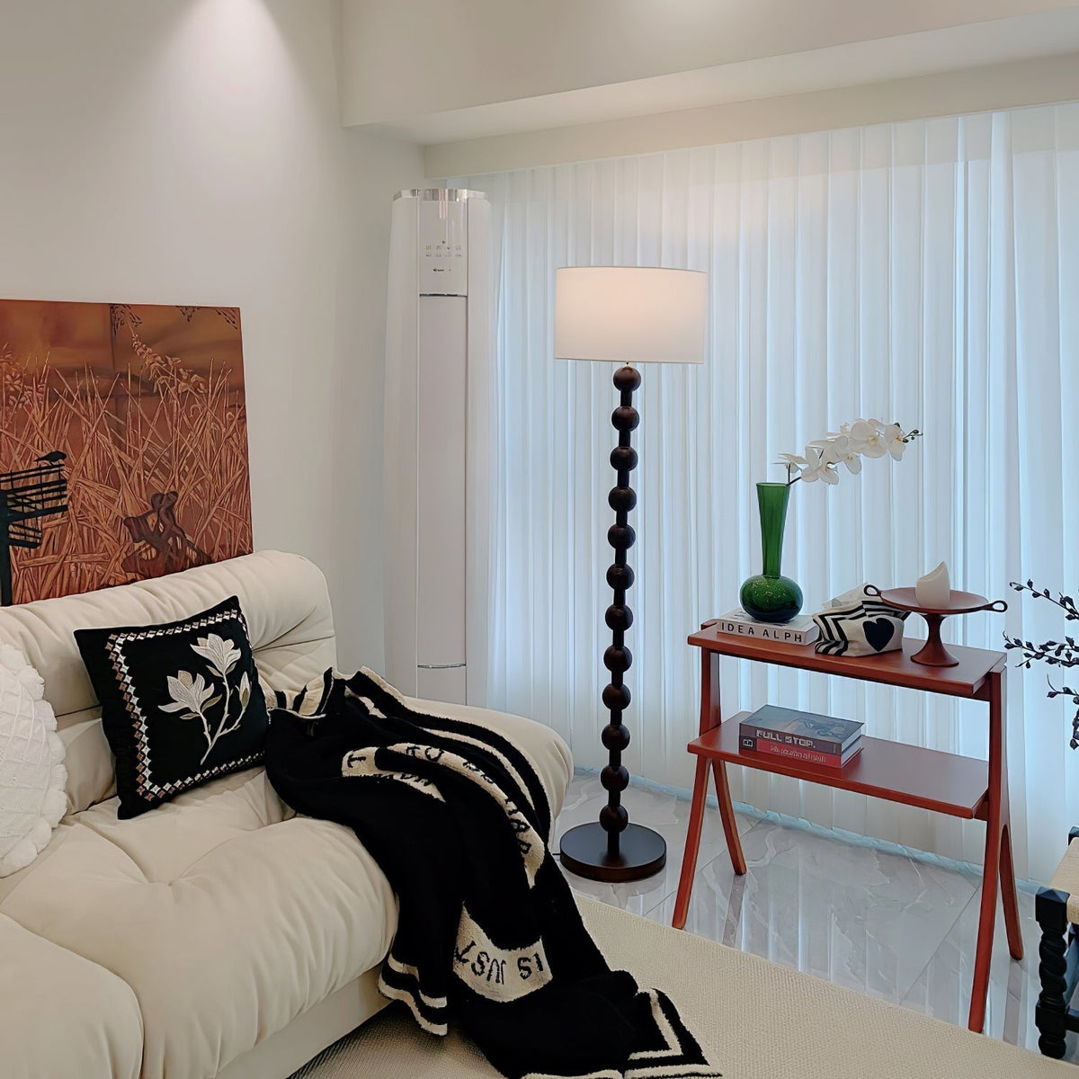 Paston lámpara de pie de madera y tejido
