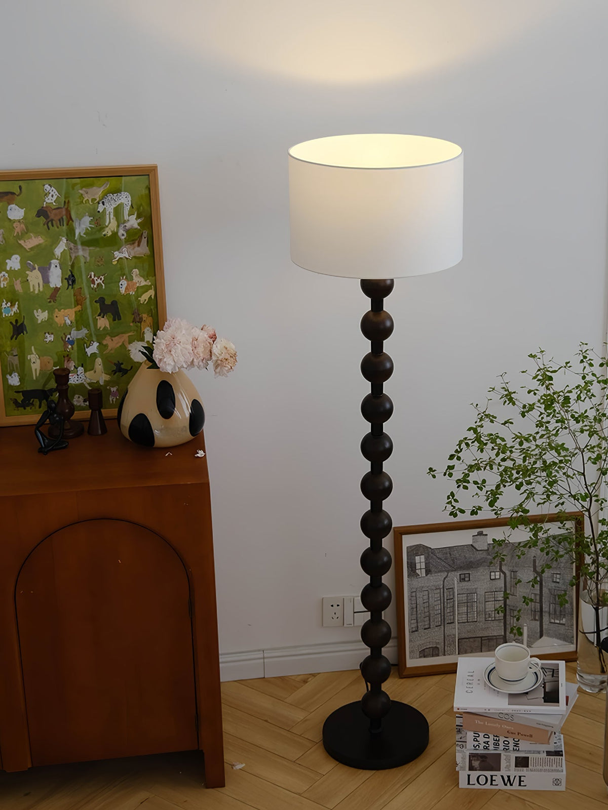 Paston lámpara de pie de madera y tejido