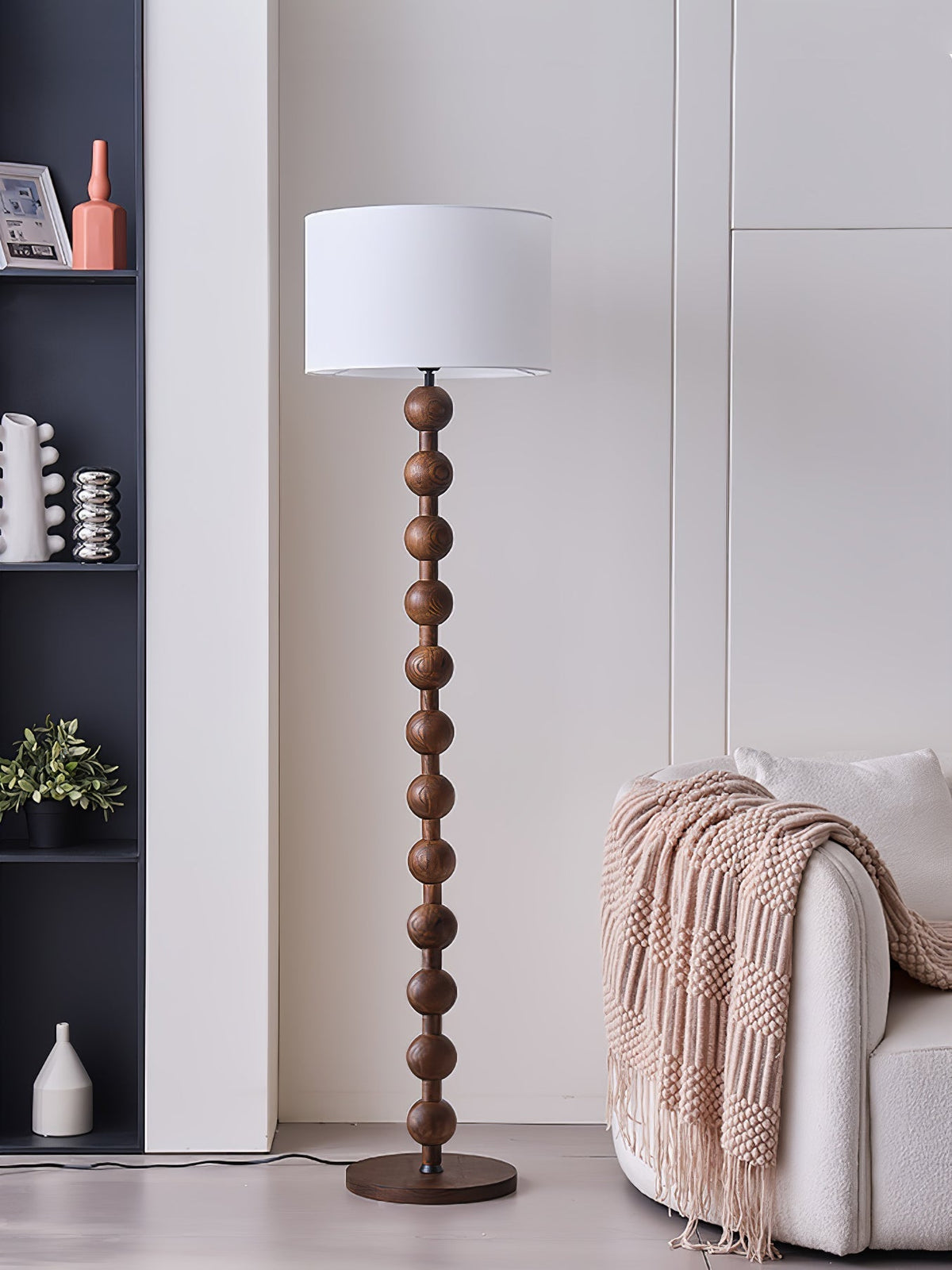 Paston lámpara de pie de madera y tejido