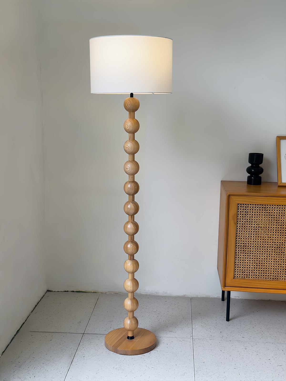 Paston lámpara de pie de madera y tejido