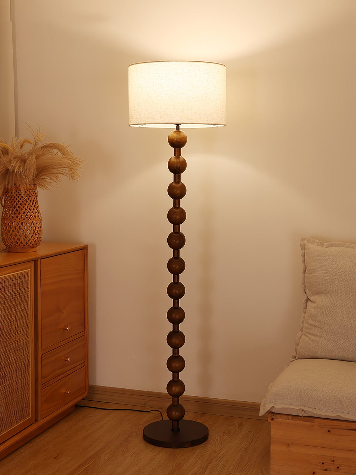 Paston lámpara de pie de madera y tejido