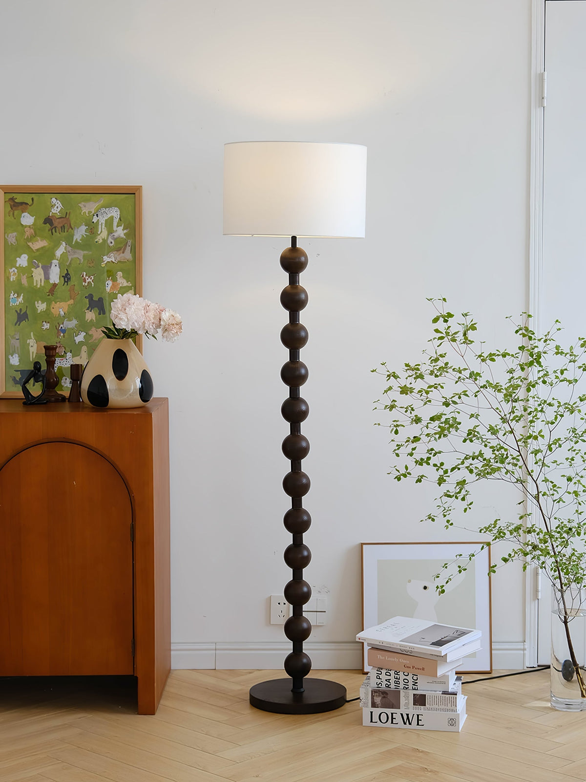 Paston lámpara de pie de madera y tejido