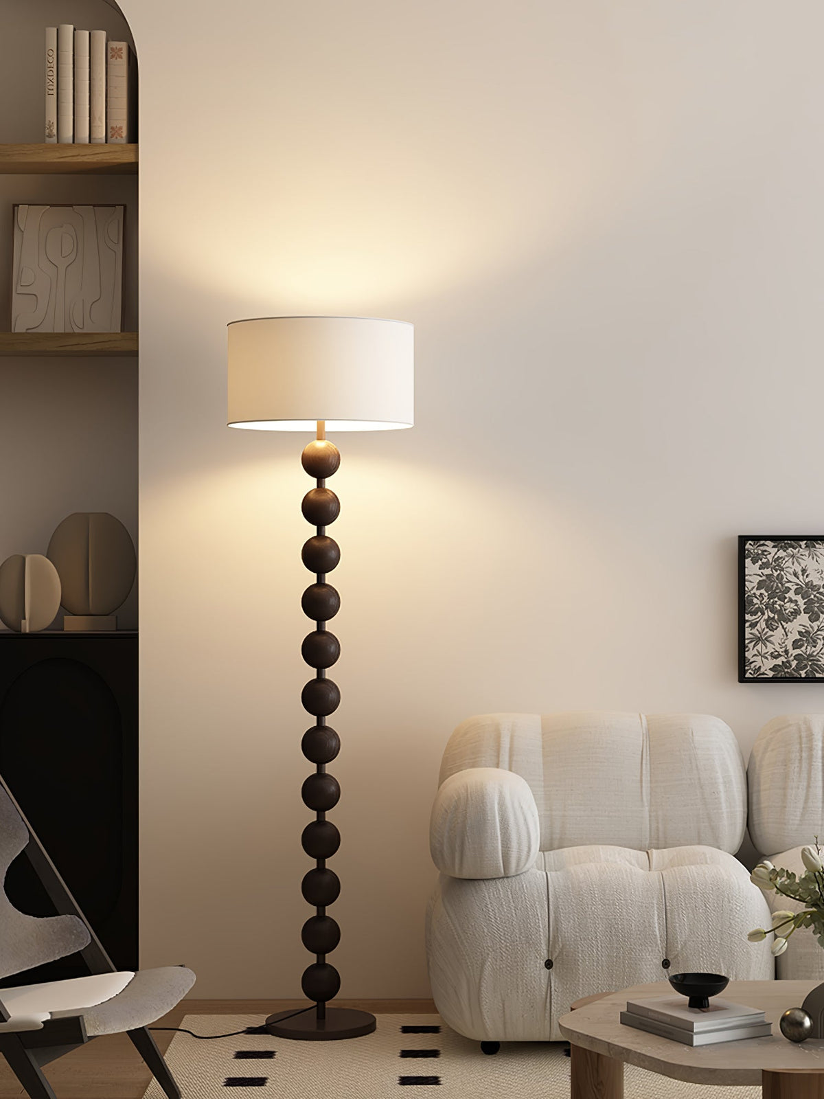 Paston lámpara de pie de madera y tejido