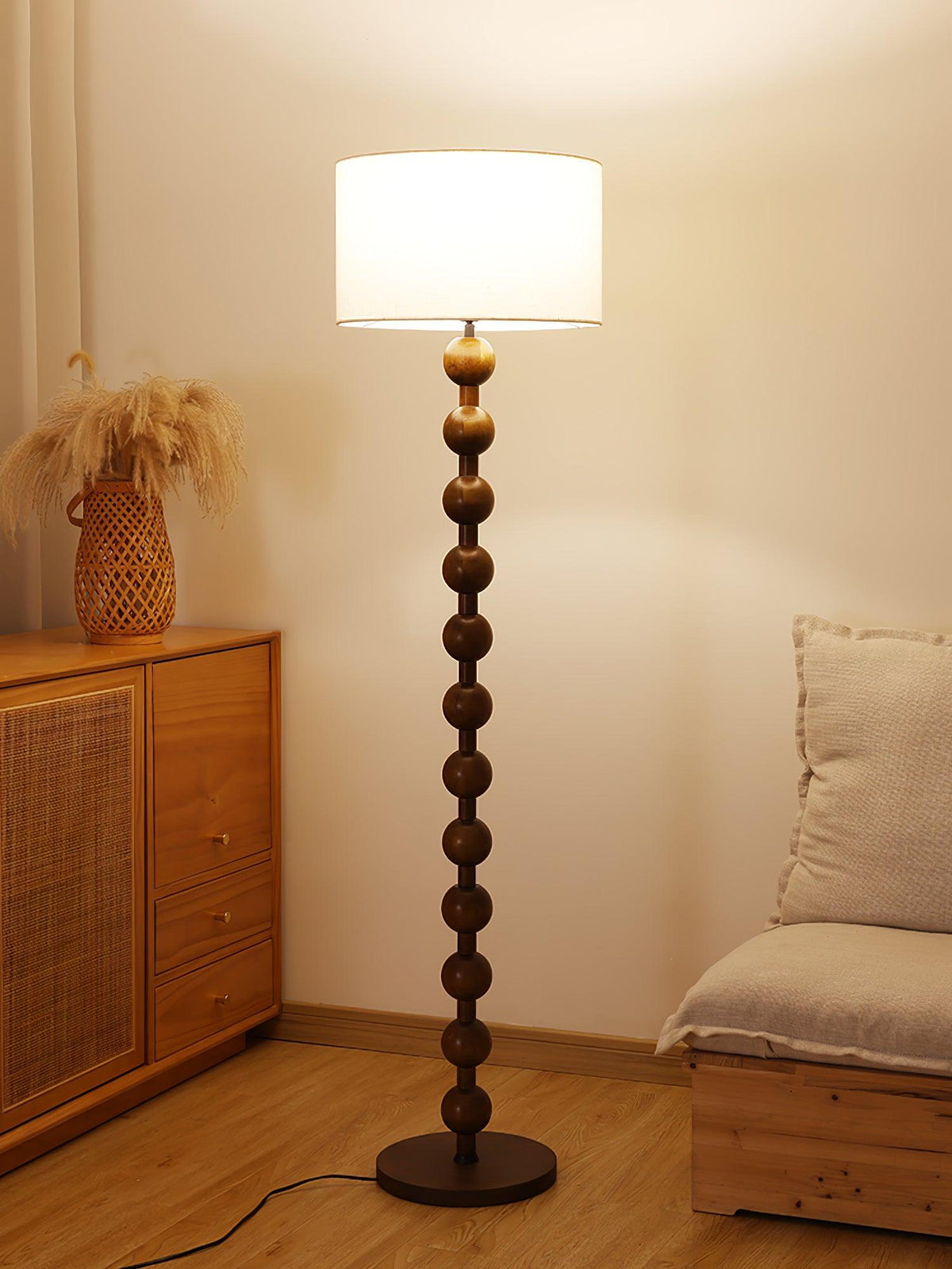 Paston lámpara de pie de madera y tejido
