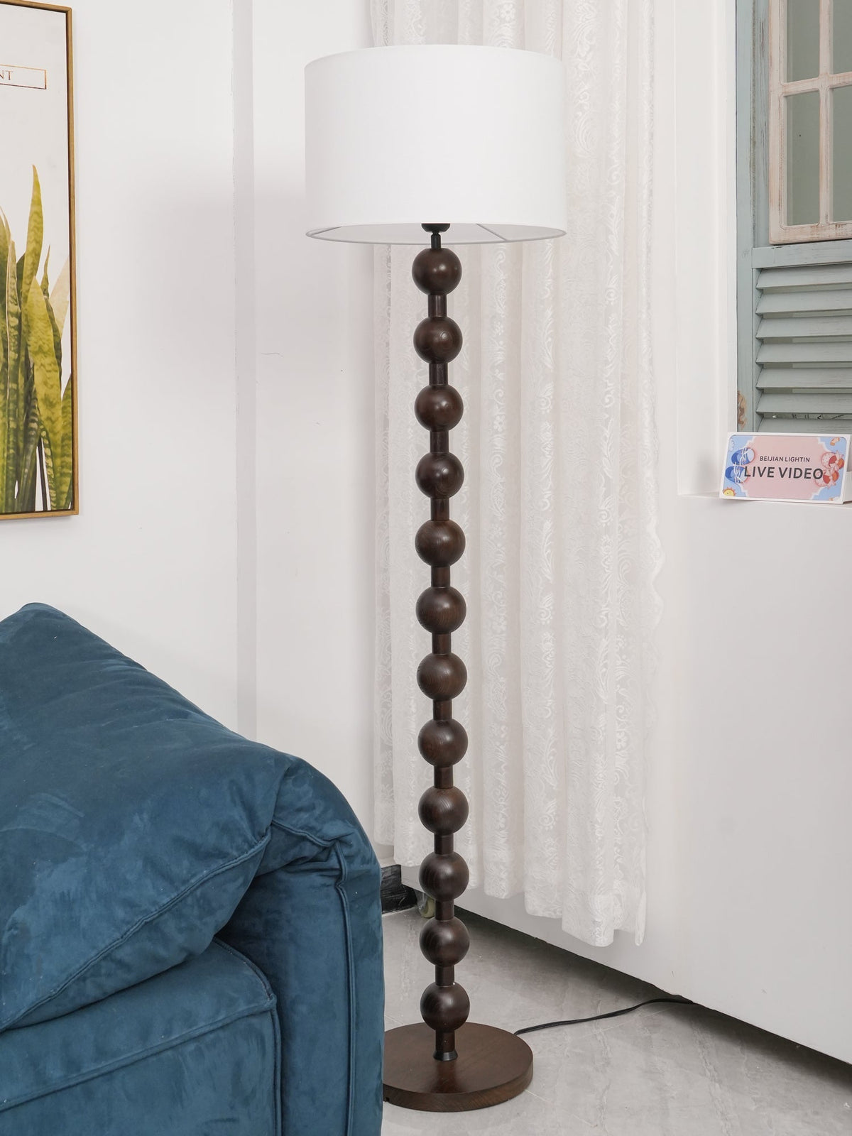 Paston lámpara de pie de madera y tejido