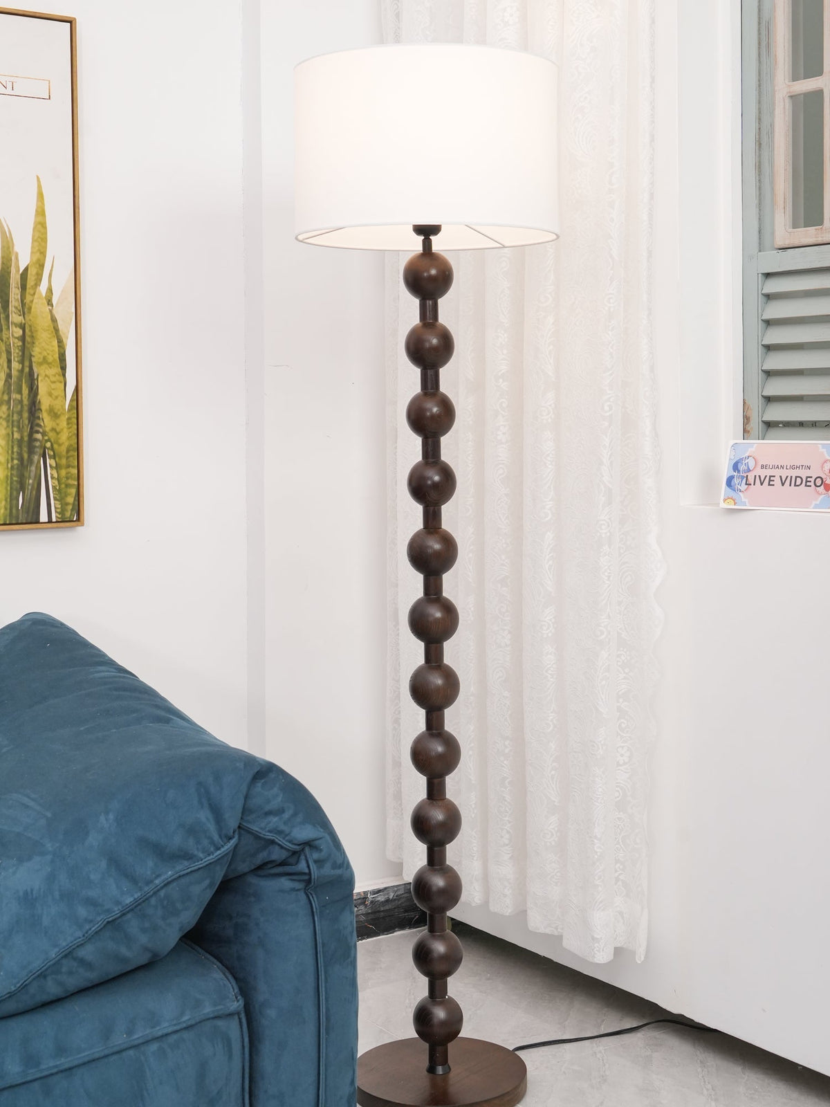 Paston lámpara de pie de madera y tejido