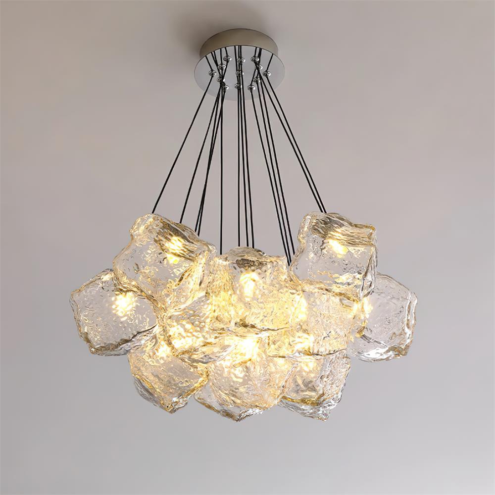 Pebine lámpara de araña con vidrio esmerilado en grupo