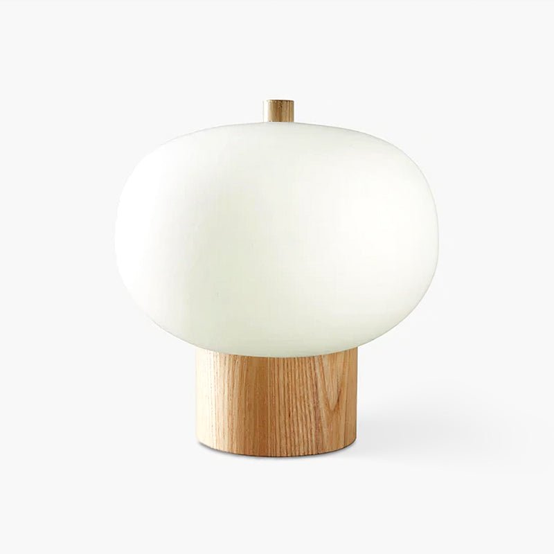 Jaldes lámpara de mesa de madera y vidrio