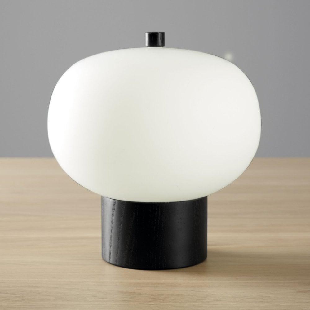 Jaldes lámpara de mesa de madera y vidrio