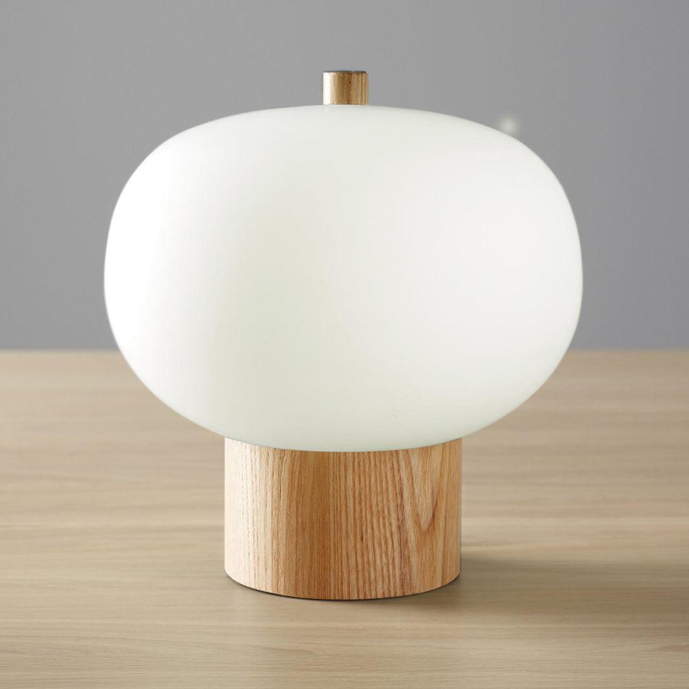 Jaldes lámpara de mesa de madera y vidrio