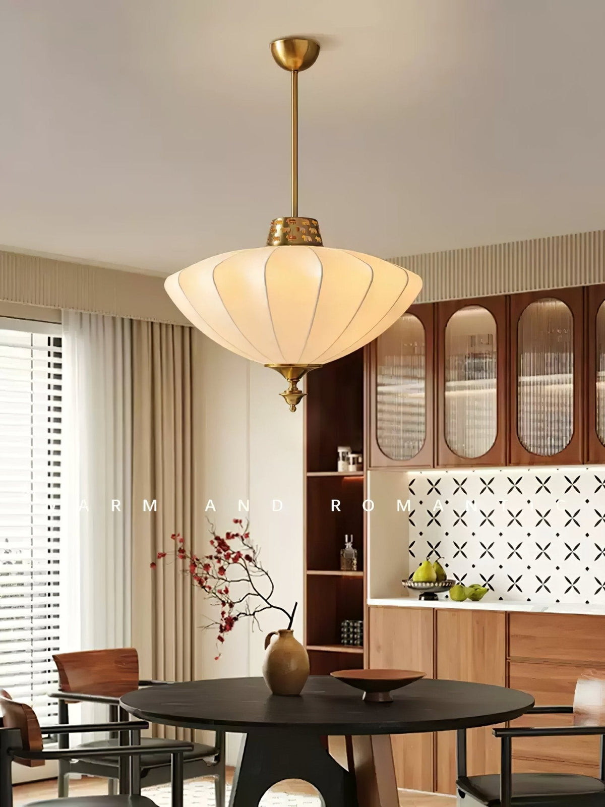 Ortalara lámpara colgante elegancia Vintage floración con pantalla de seda