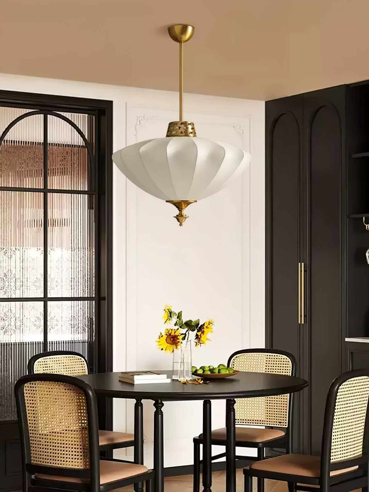 Ortalara lámpara colgante elegancia Vintage floración con pantalla de seda