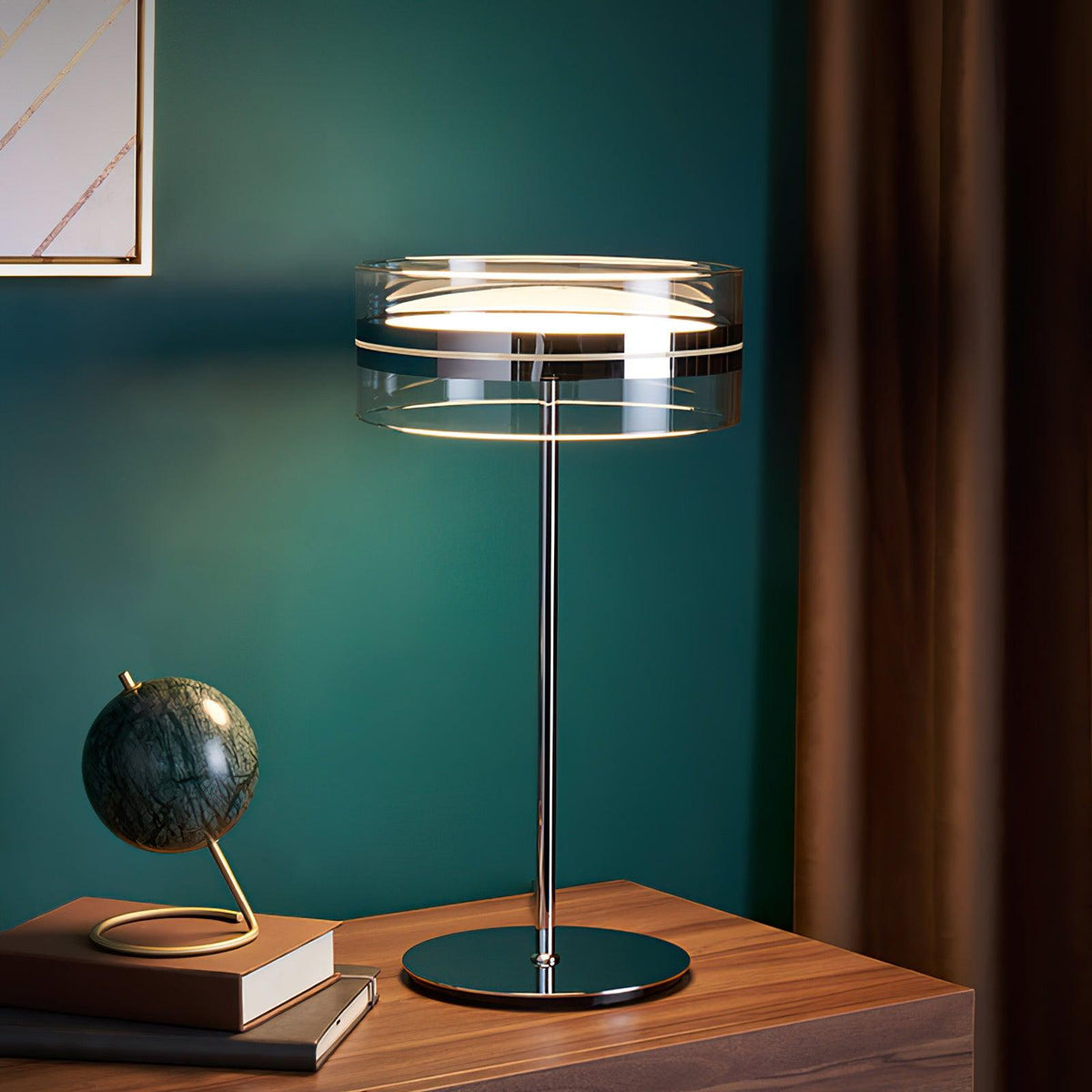 Lioreette lámpara de mesa en cromo y vidrio