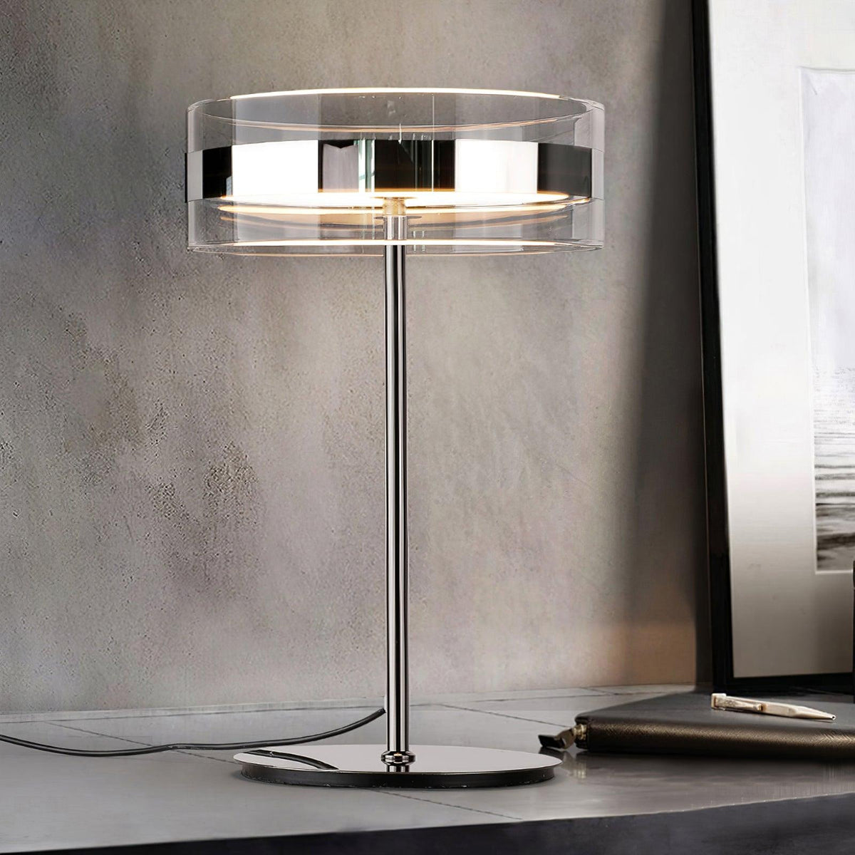 Lioreette lámpara de mesa en cromo y vidrio