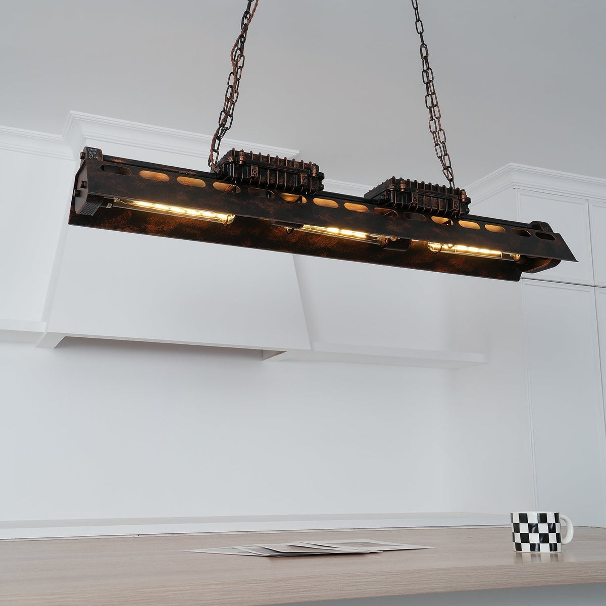 Mael lámpara de araña industrial con marco rectangular