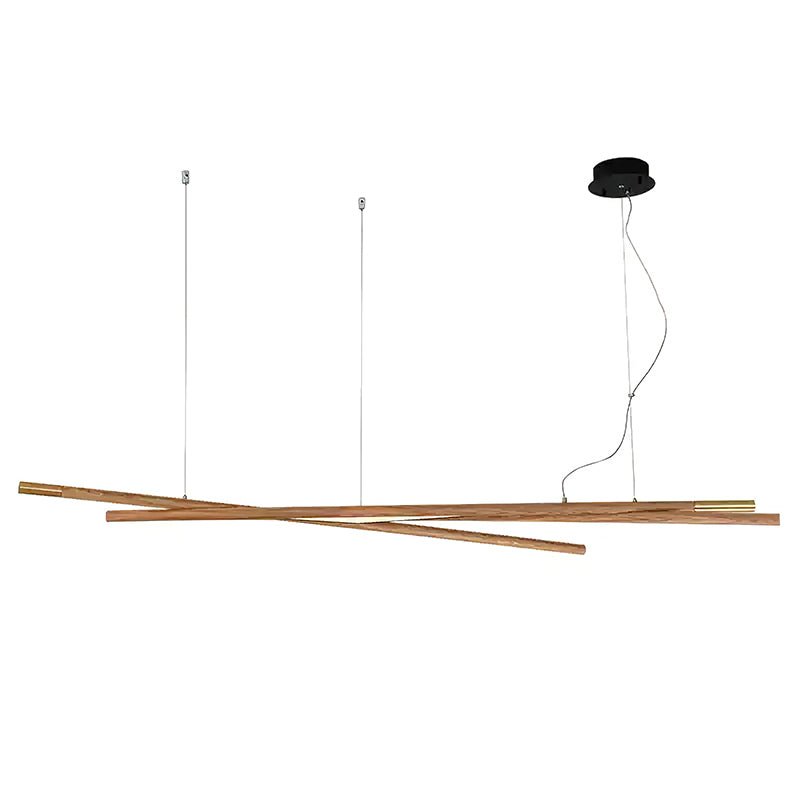 Elvuaine lámpara de araña de vigas lineales LED de madera