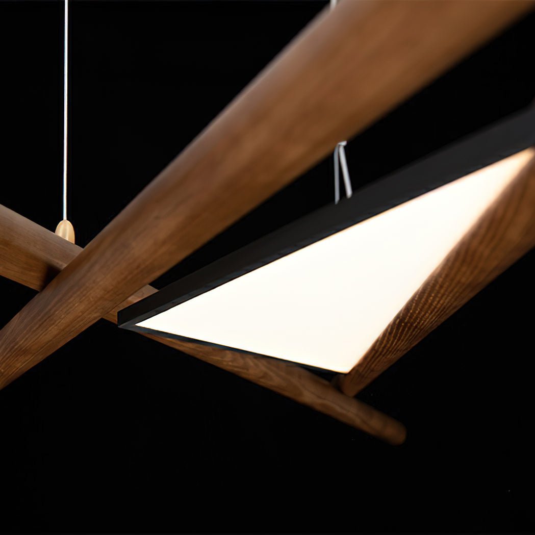 Elvuaine lámpara de araña de vigas lineales LED de madera