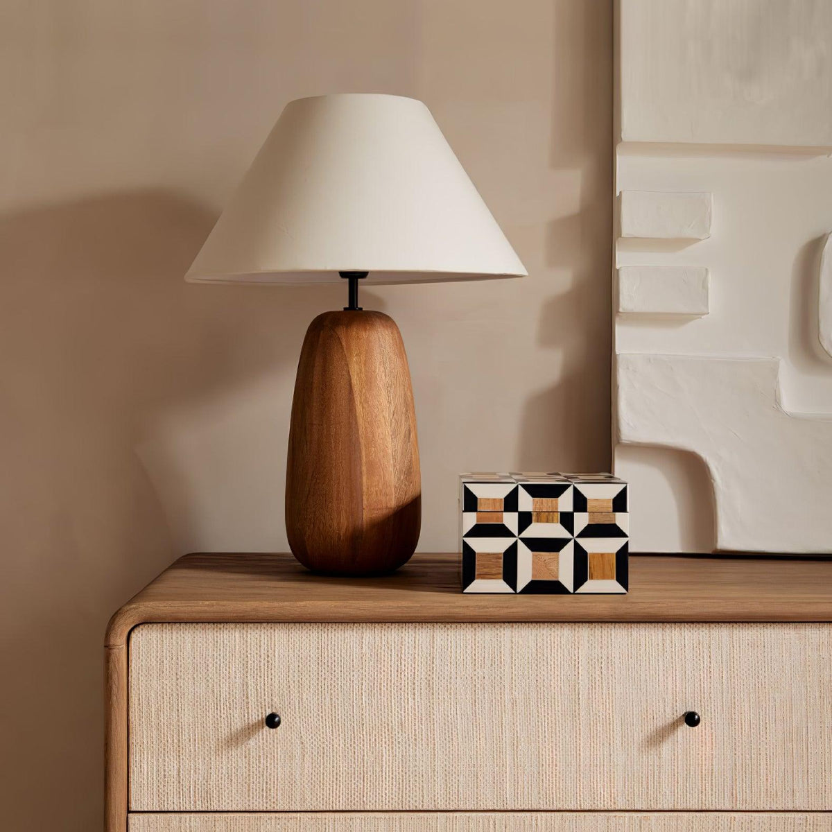 Syloraya lámpara de mesa moderna de madera