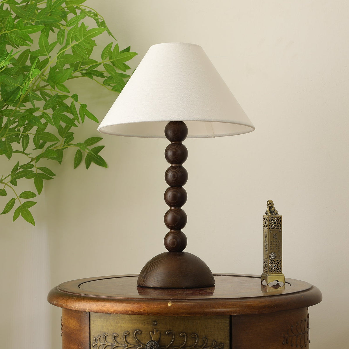 Lennox lámpara de mesa elegante de madera y tejido