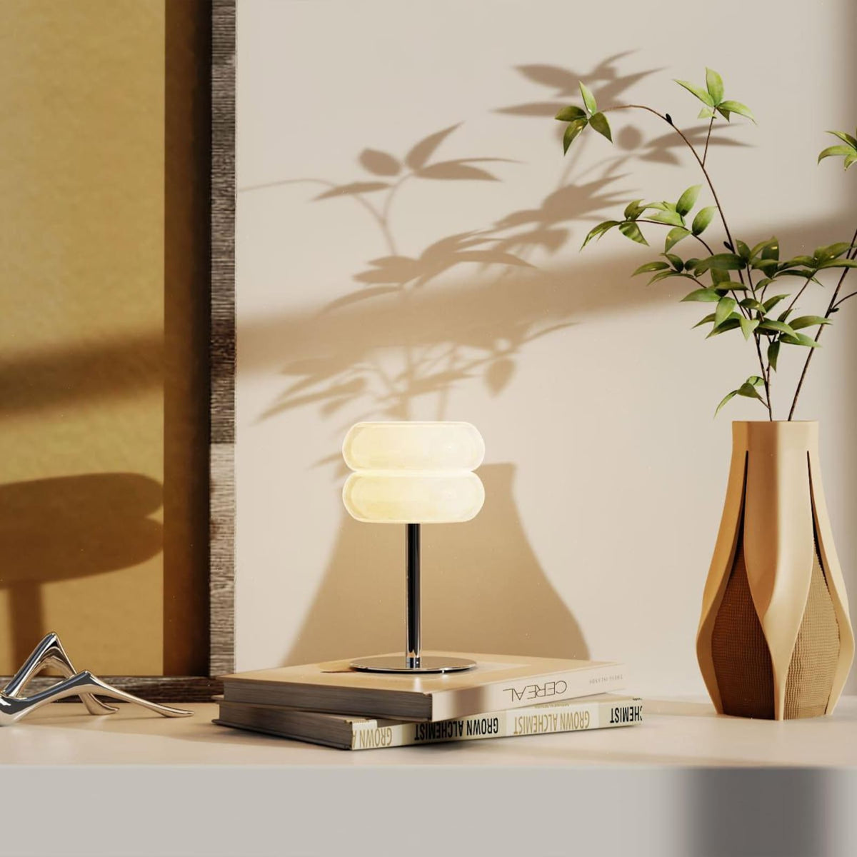 Nivaraine lámpara de mesa de alabastro con forma de dona