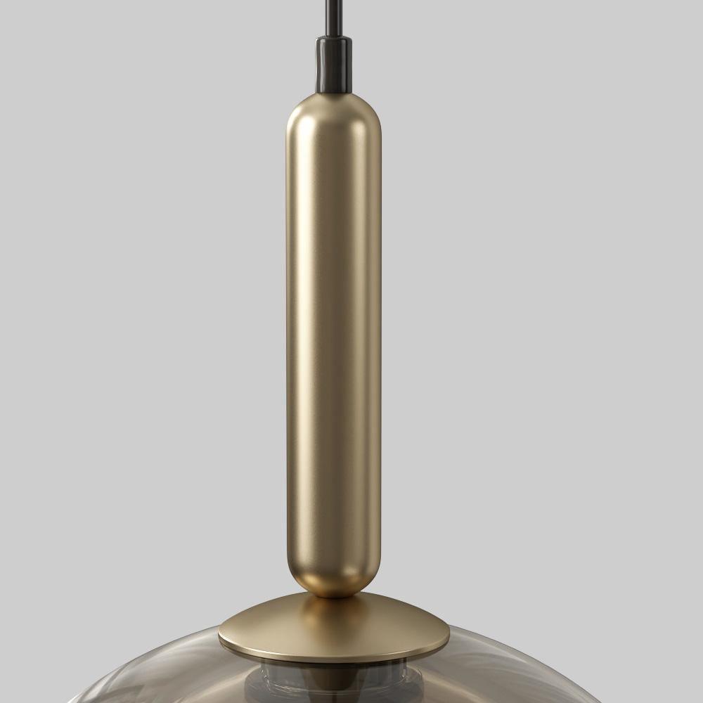 Renley lámpara colgante de cúpula en vidrio cognac y latón, estilo mid-century