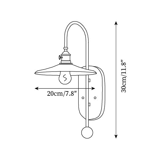 Aplique de pared de metal y vidrio con globo liso y placa trasera de madera