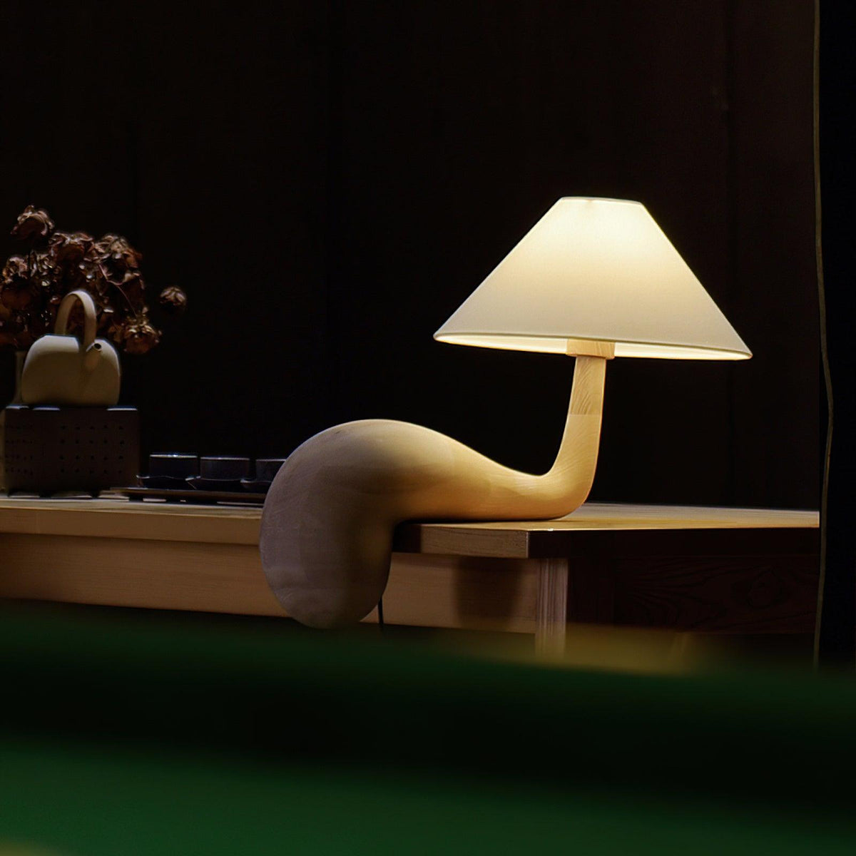 Solisise lámpara de mesa artística de madera
